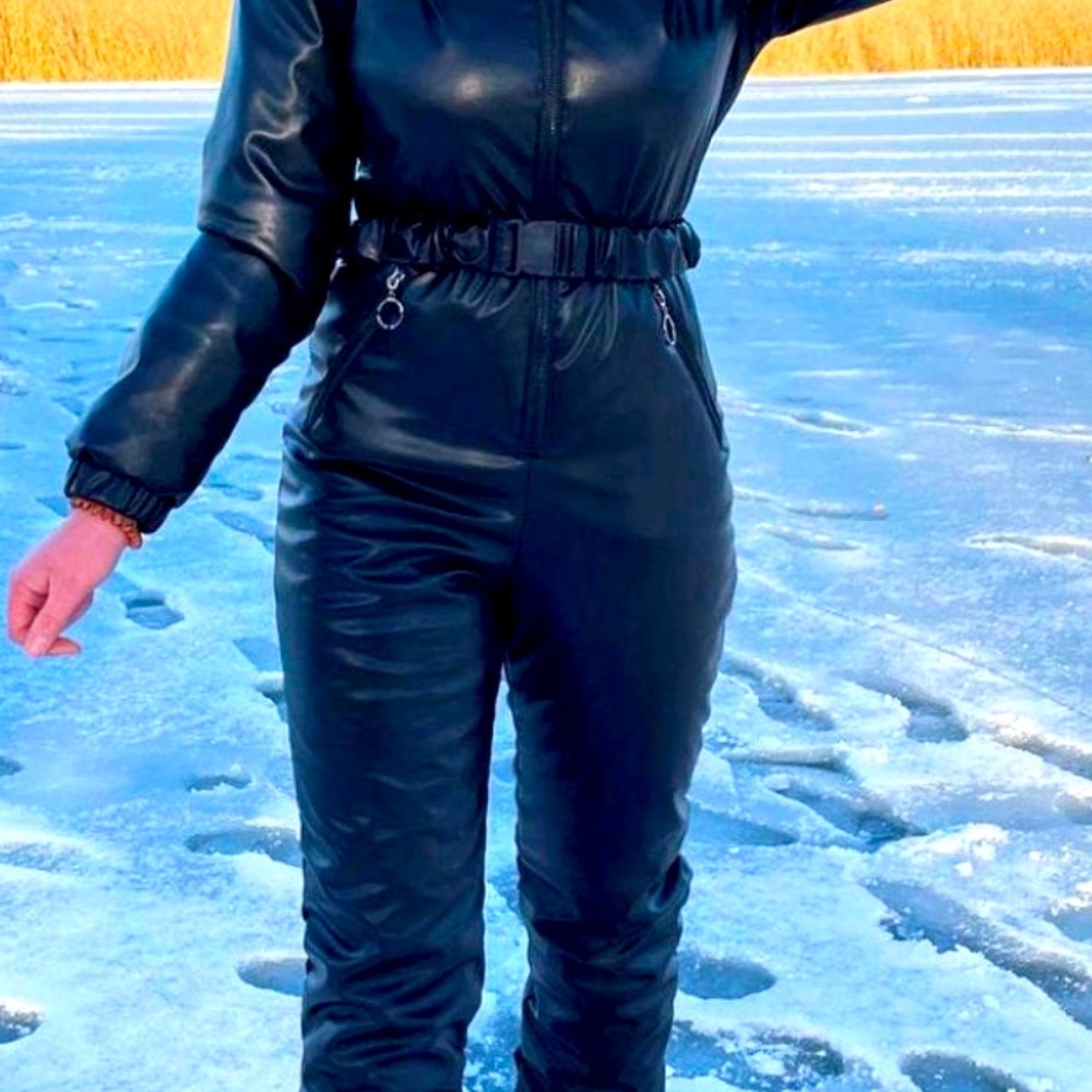 Faux Leather Ski Suit